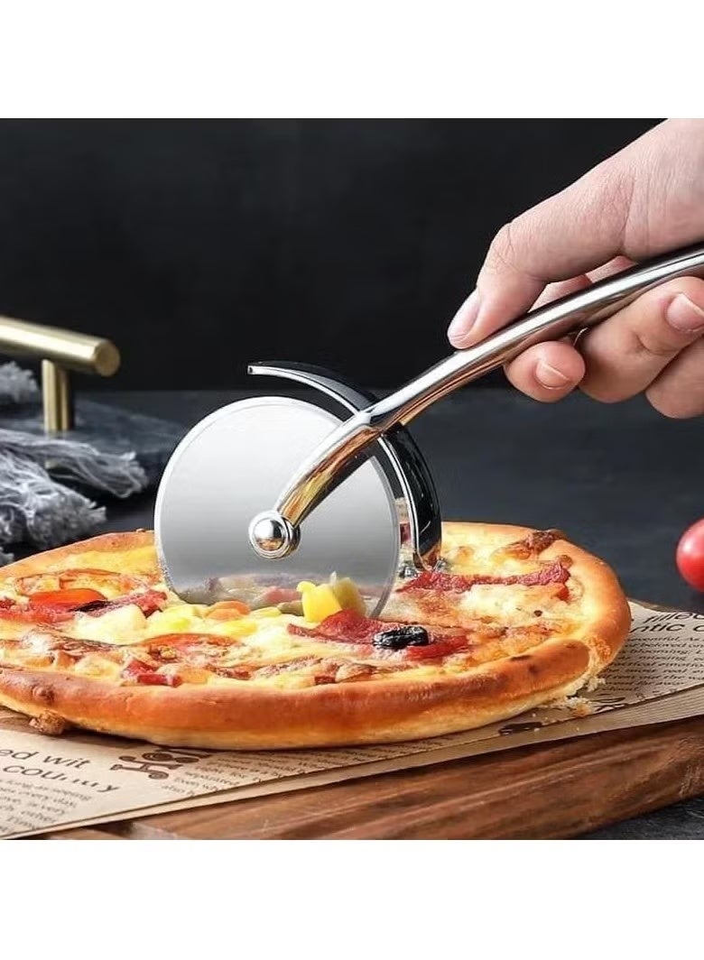 Stainless Steel Pizza Cutter, Ultra Sharp, Non-Slip Handle and Finger Protector, Easy - Image 2